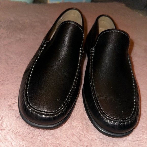 NWOT Ecco men’s black leather slip on loafers 40 6 office business casual - Picture 10 of 12